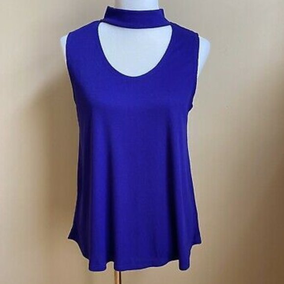 NEW! Indigo Keyhole Sleeveless Top - Picture 1 of 1